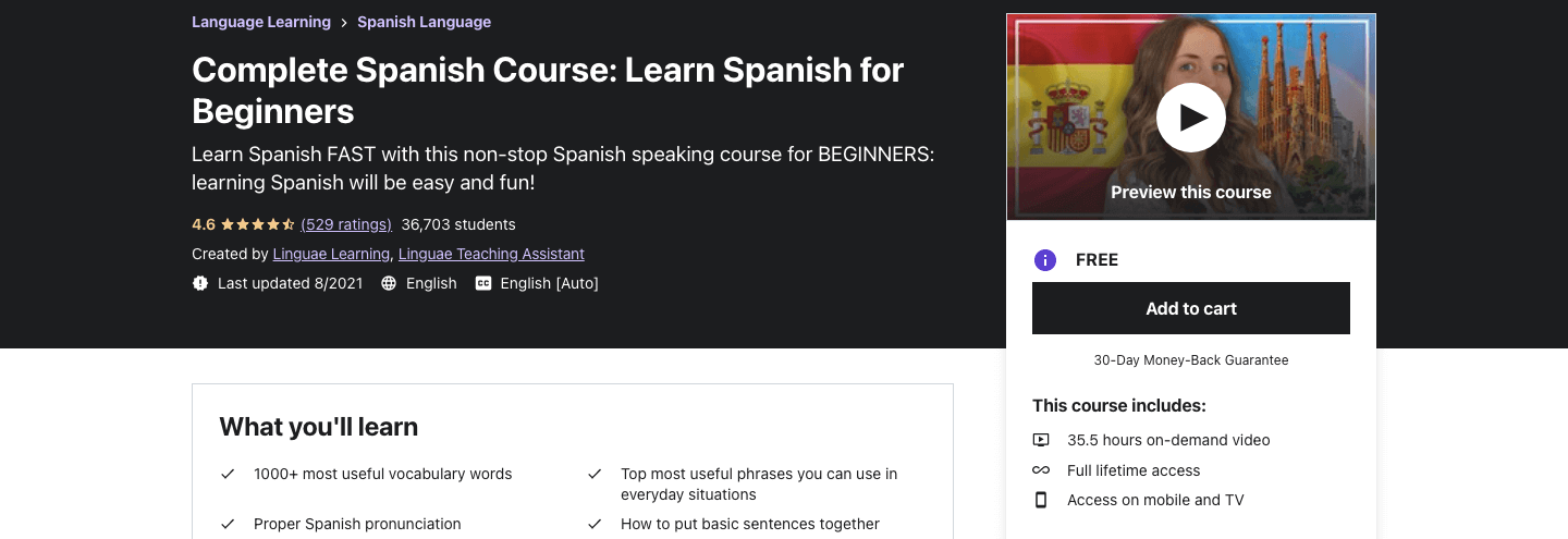 Complete Spanish Course: Learn Spanish for Beginners [Free] - Glasmy