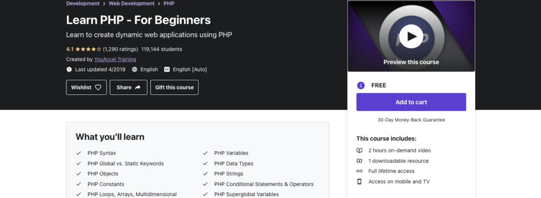 Learn PHP - For Beginners [FREE]