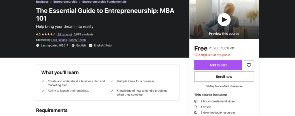 The Essential Guide To Entrepreneurship: MBA 101 [FREE] - Glasmy