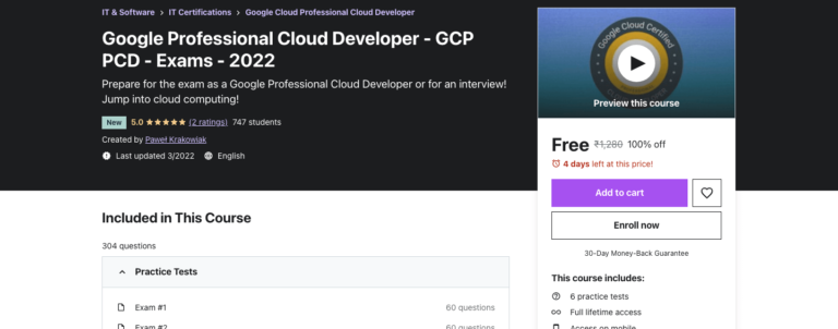 Google Professional Cloud Developer - GCP PCD - Exams - 2022 [FREE]