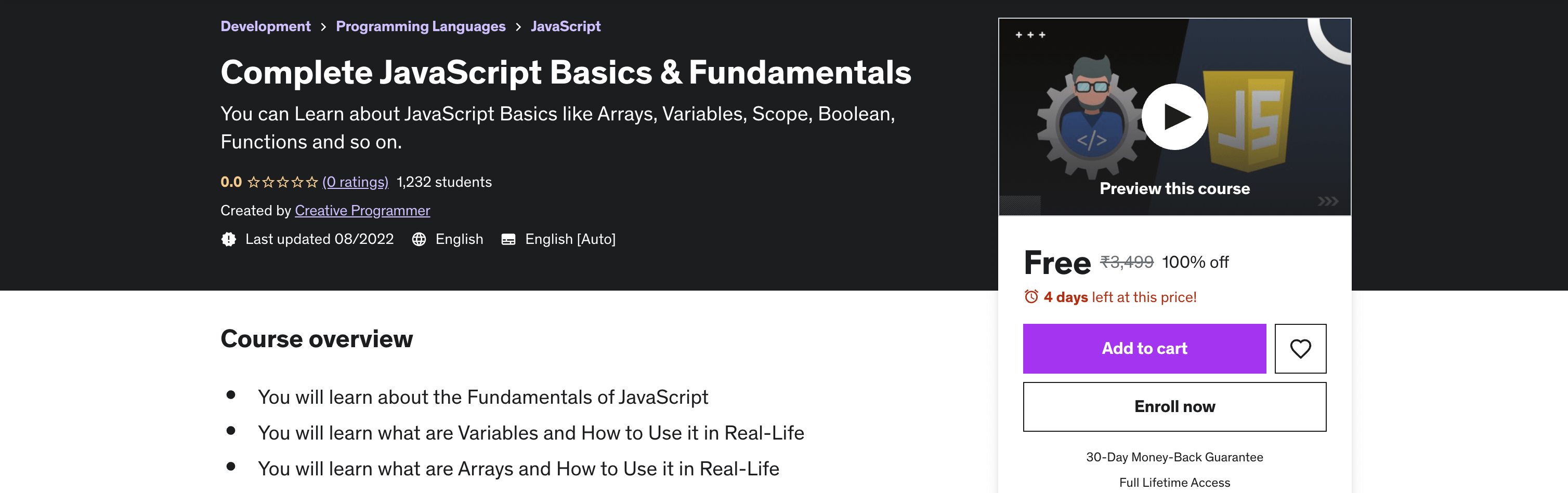 Complete JavaScript Basics & Fundamentals [FREE]